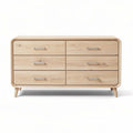 Houten ladekast met zes lades 150 x 45 x 80cm in donkerbruin afwerking