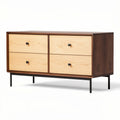 houten tv-meubel met 4 lades in naturel en donkerbruin 120 x 60 x 75cm