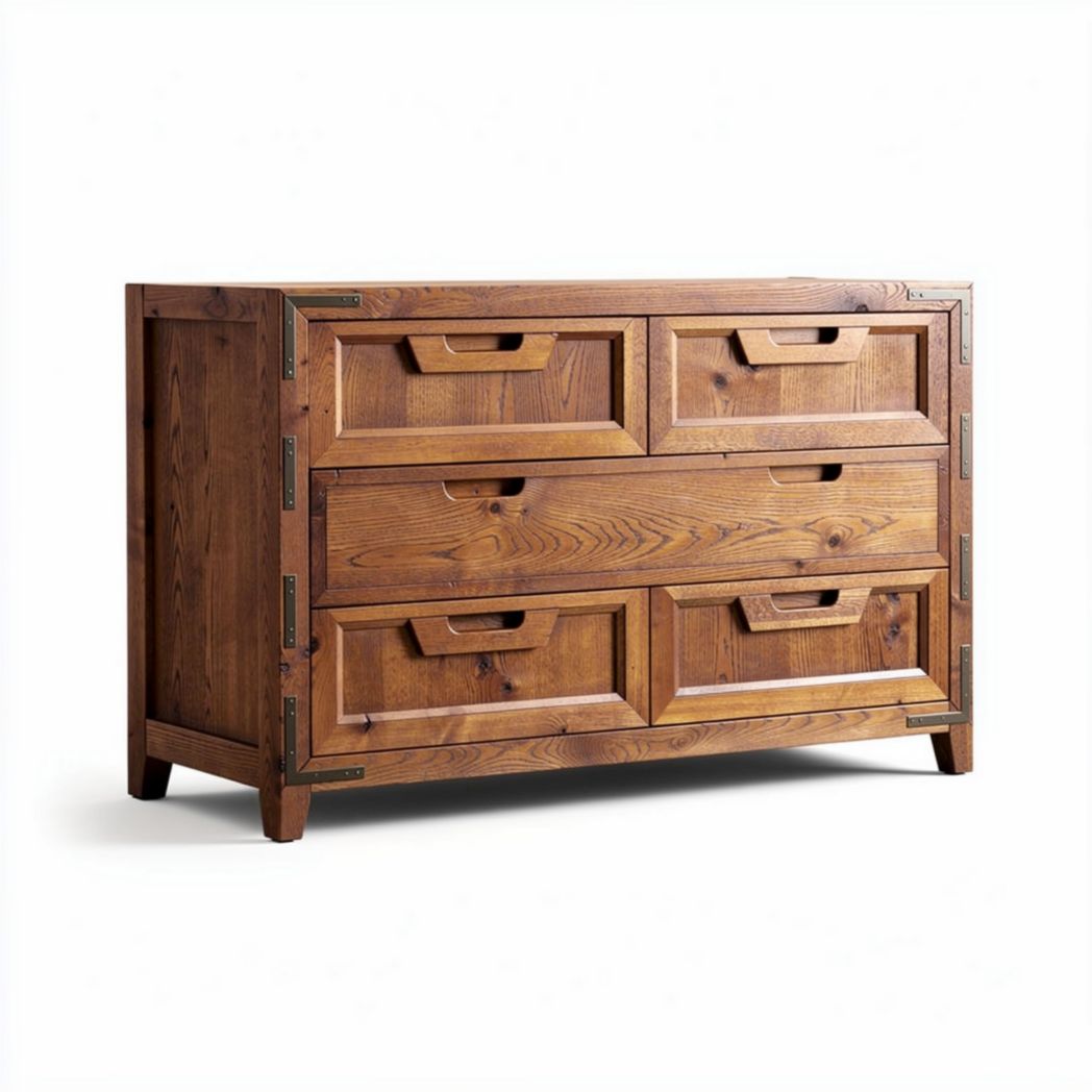 Houten dressoir met vier lades van onbehandeld grenen 120 x 40 x 75cm