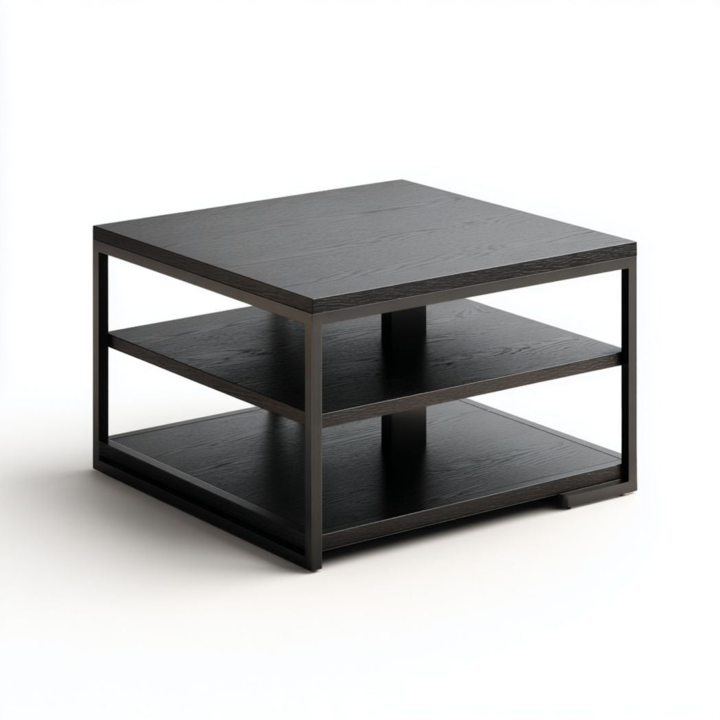 Salontafel van hout met onderblad en metalen pootjes 100 x 60 x 45cm