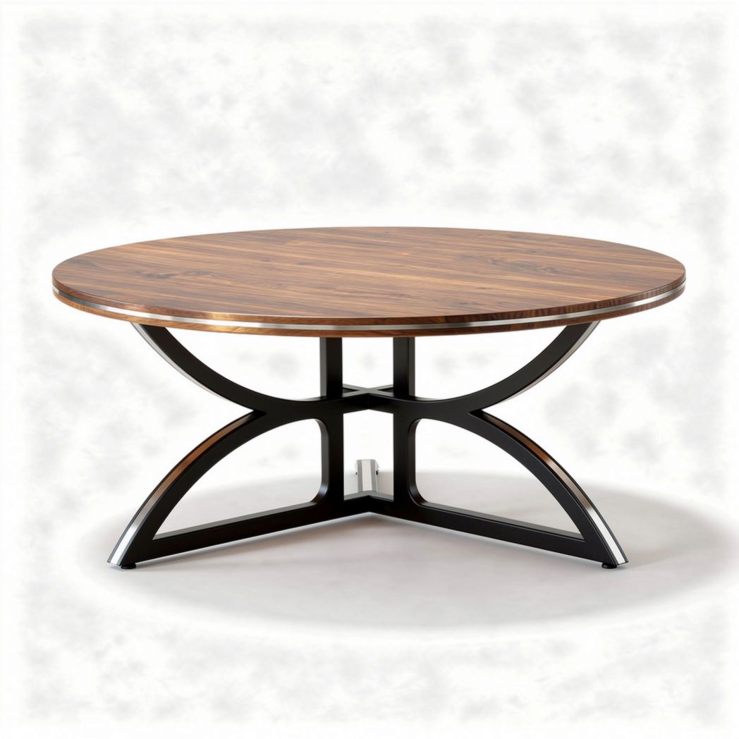 Ronde salontafel van hout met metalen onderstel 120 x 120 x 45cm