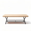 Houten salontafel met zwart metalen onderstel 120 x 60 x 40cm