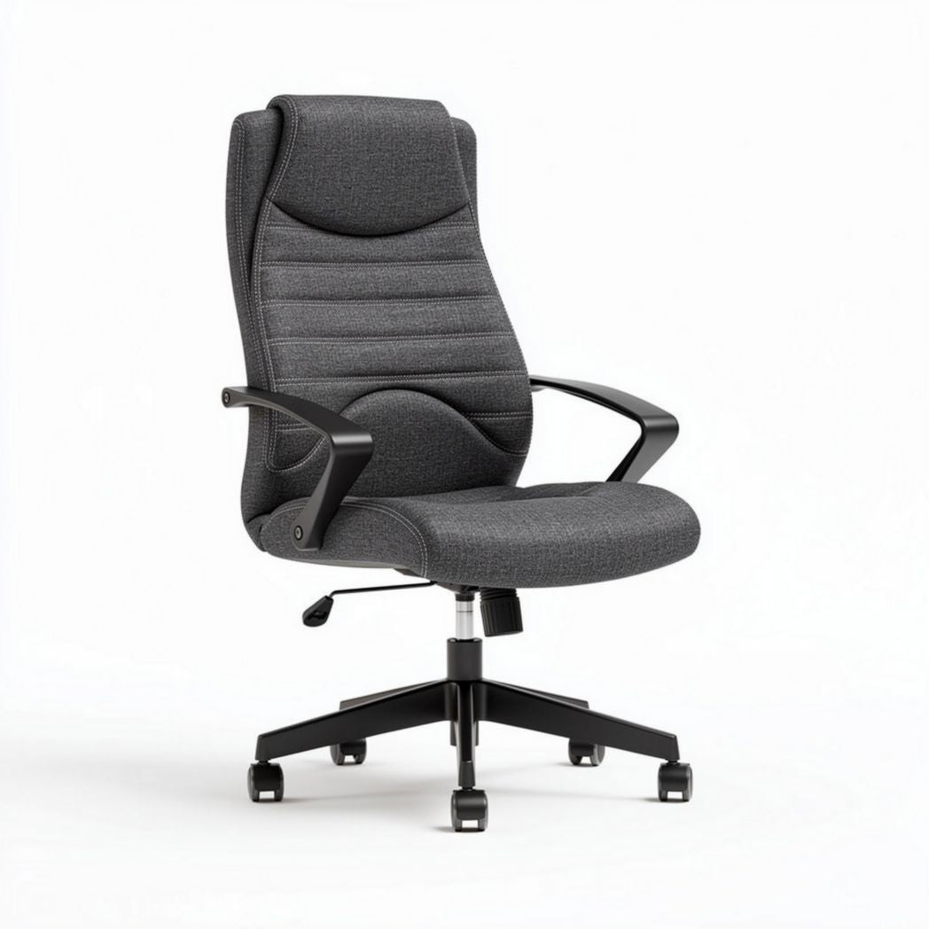Ergonomische bureaustoel met verstelbare armleuningen en grijze stof 60 x 60 x 100cm