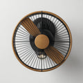 Wandlamp met houten ventilatorbladen van staal en koper 30 x 20 x 10cm