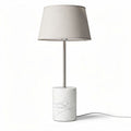 Marmeren tafellamp met stoffen kap en staal in kleur grijs en wit 30 x 30 x 50cm