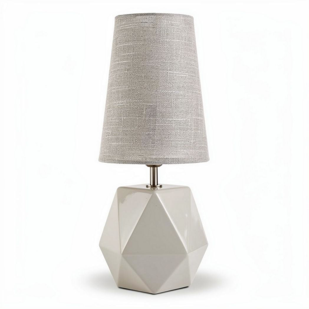 Tafellamp van keramiek met stoffen lampenkap 15 x 15 x 40cm wit