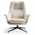 Swivel fauteuil van stof met zwarte metalen basis 80 x 85 x 100cm